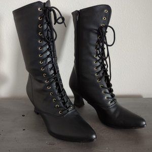 Victorian Black Ladies Dress Boots Size 7M -historical event/special occasion